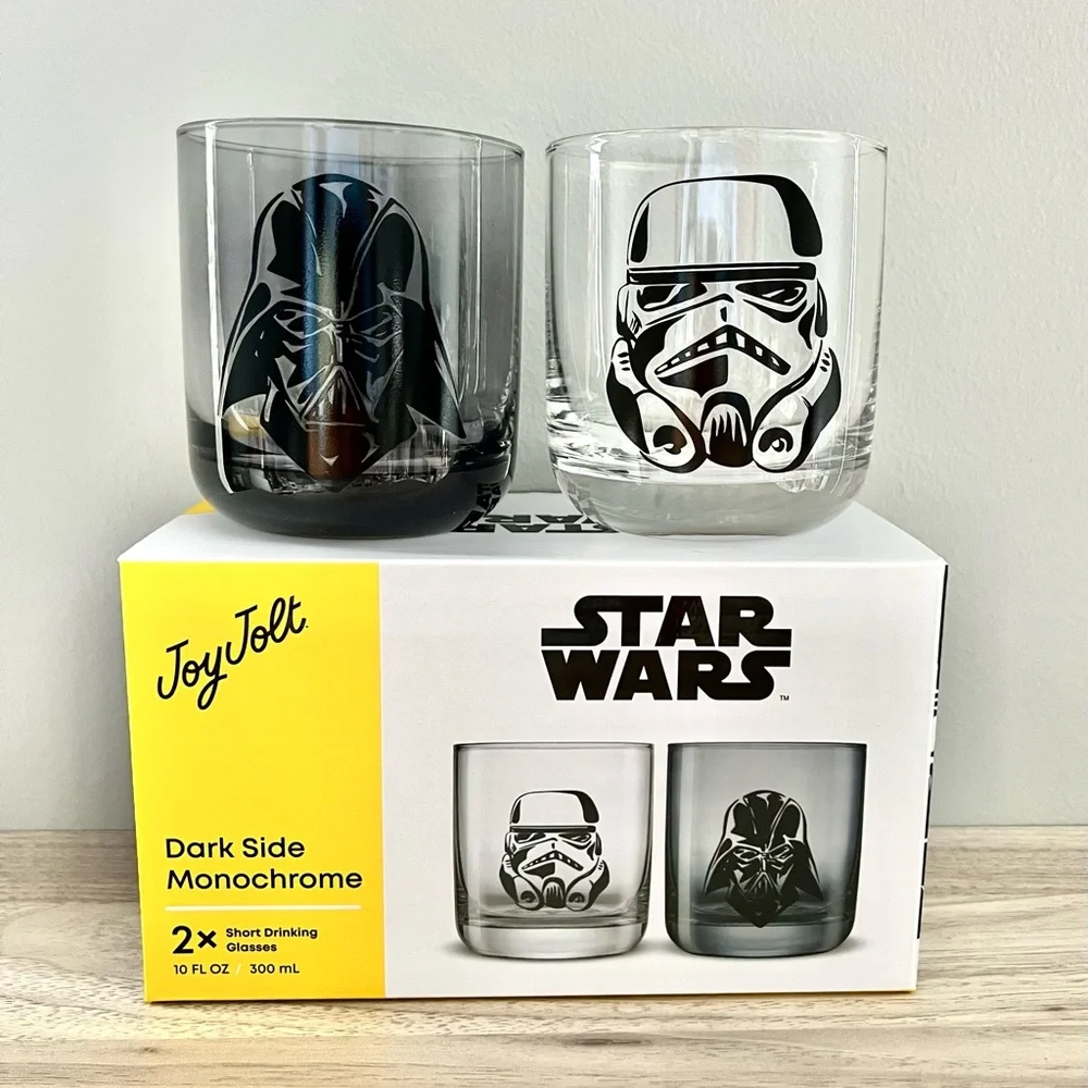 JoyJolt Star Wars Dark Side Monochrome Short Drinking Glasses - Set of 2